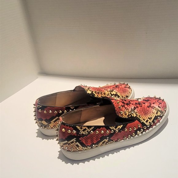 Christian Louboutin PIK Boat Python Shoes Men Size 11 Red Bottom - Picture 5 of 13